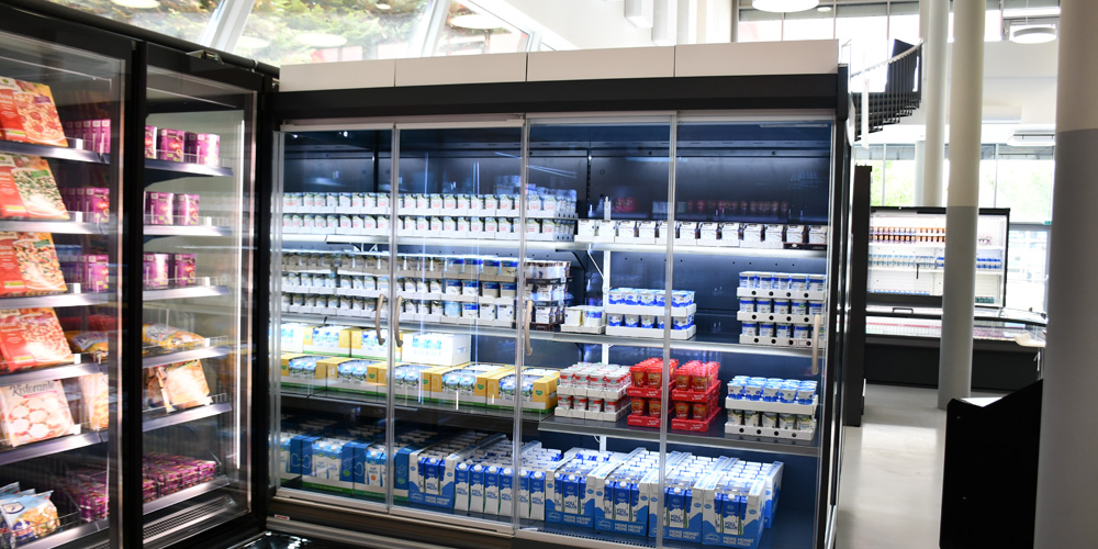 refrigerated display with cheese