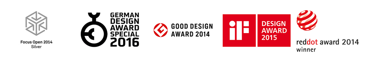 Awards: Focus Open 2014 Silver, German Design Award Special 2016, Good design award 2014, 'iF' Design Award 2015, Reddot Award 2014 Winner